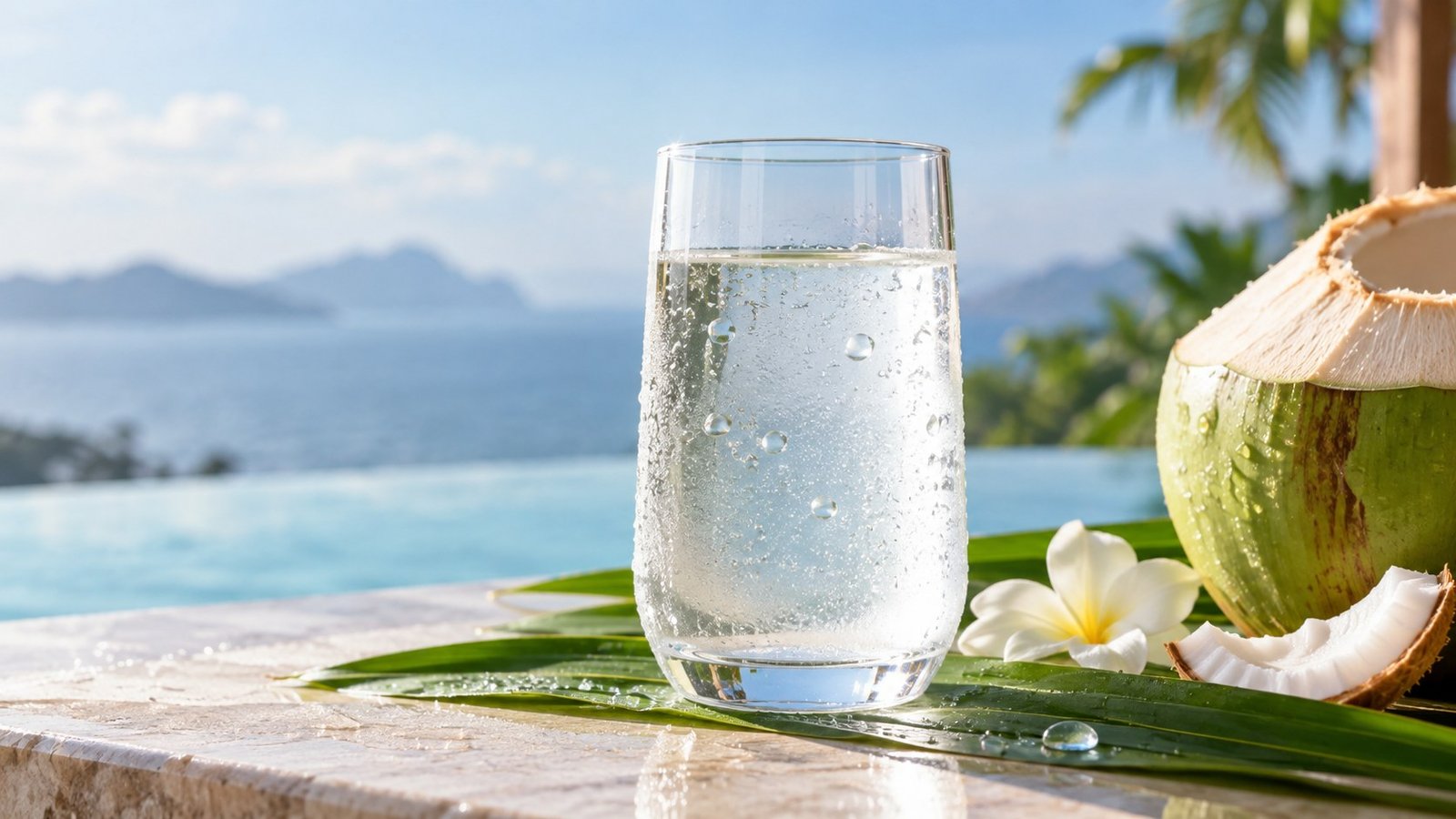 Clean glass of fresh water with a premium natural wellness feel